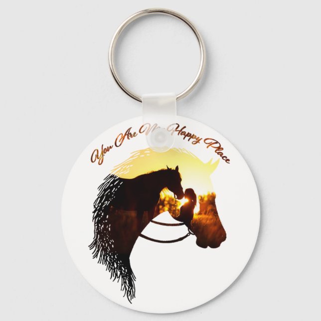 Horse You Are My Happy Place Horse Lover Female Key Ring (Front)