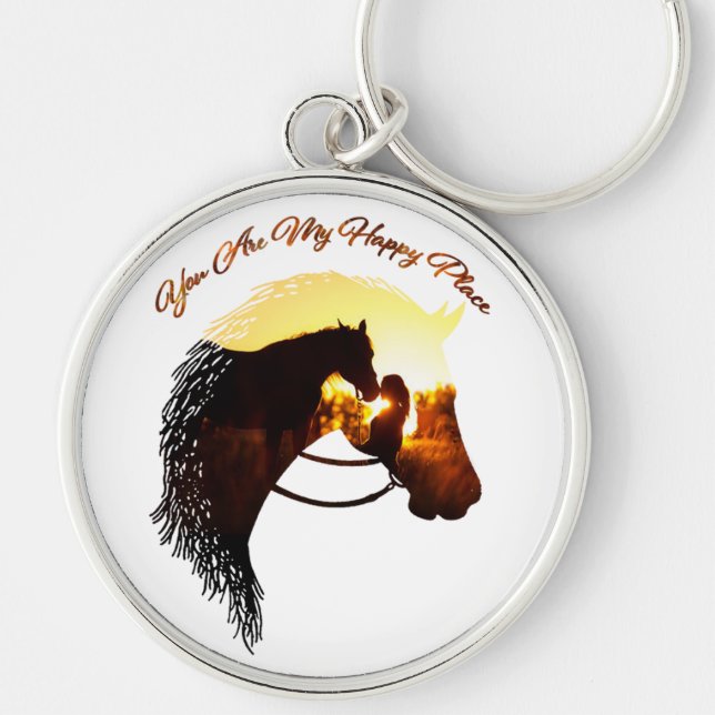 Horse You Are My Happy Place Horse Lover Female Key Ring (Front)