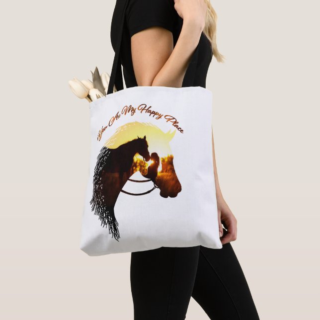 Horse You Are My Happy Place Horse Lover Female Tote Bag (Close Up)