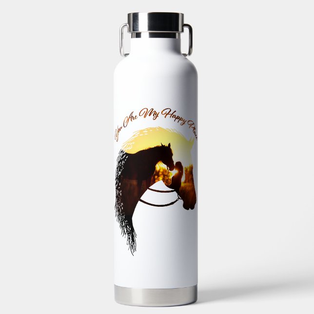 Horse You Are My Happy Place Horse Lover Female Water Bottle (Front)