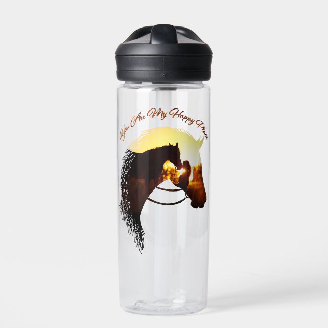 Horse You Are My Happy Place Horse Lover Female Water Bottle (Front)