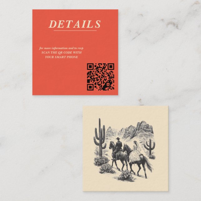 Horseback Canyon Couple QR Code Enclosure Card (Front/Back)
