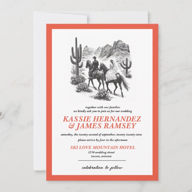 Horseback Canyon Couple Wedding Invitation (Front)