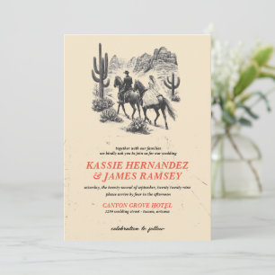 Horseback Canyon Couple Wedding Invitation