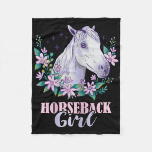 Horseback Girl Horseback Riding Horse Lover Equest Fleece Blanket