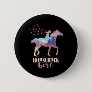 Horseback Girl Horseback Riding Horse Racing Horse 6 Cm Round Badge