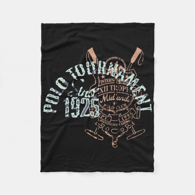 Horseback Polo Riding &amp; Polo Player Equestrian Fleece Blanket (Front)