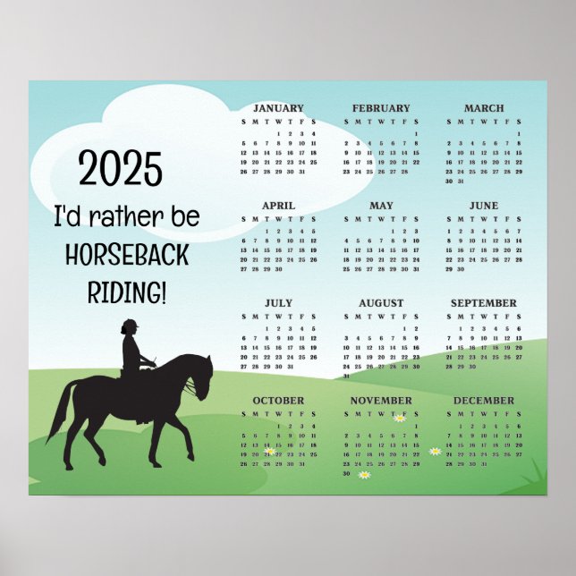 Horseback Riding 2025 Calendar Poster (Front)