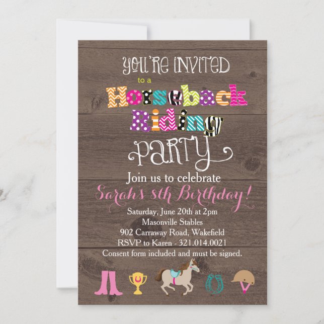 Horseback Riding Birthday Party Invitation (Front)