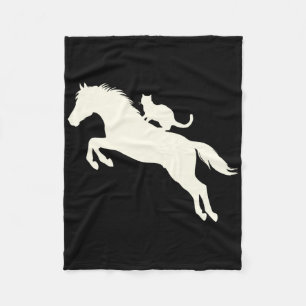 Horseback Riding Cat Silhouette For Animal Lovers Fleece Blanket