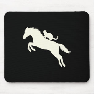 Horseback Riding Cat Silhouette For Animal Lovers Mouse Mat
