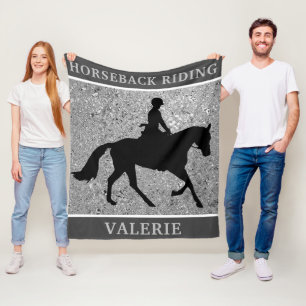 Horseback Riding Elegant Silver Horse Show Fleece Blanket