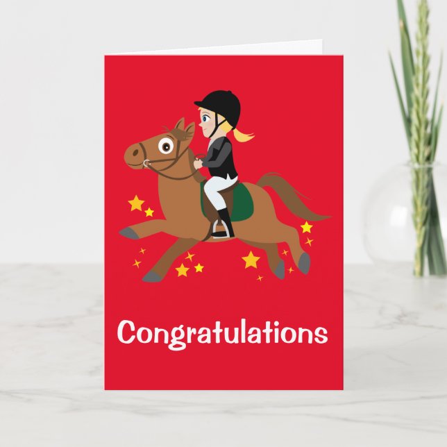 Horseback Riding Girl Performance Congratulations Card (Front)