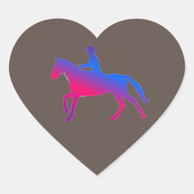 Horseback riding heart glossy stickers. heart sticker (Front)