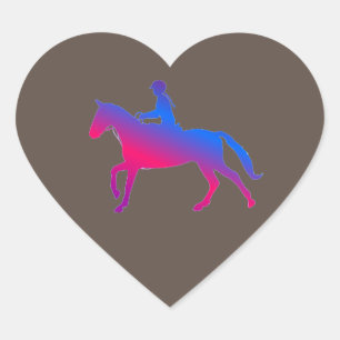 Horseback riding heart glossy stickers. sticker