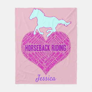 Horseback Riding Heart with Wild Pony Fleece Blanket