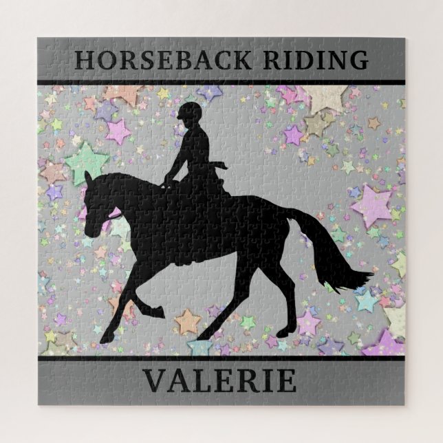 Horseback Riding Horse & Rider Stars Puzzle (Vertical)