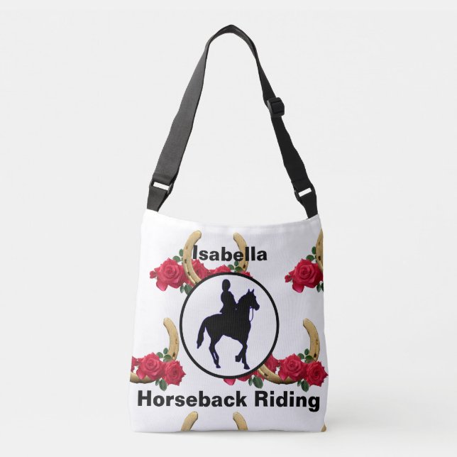Horseback Riding Horse Shoe Flower Crossbody Bag (Front)