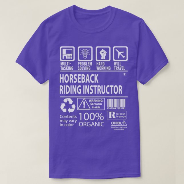 Horseback Riding Instructor MultiTasking Certified T-Shirt (Design Front)