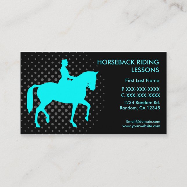 Horseback riding lessons custom business cards (Front)