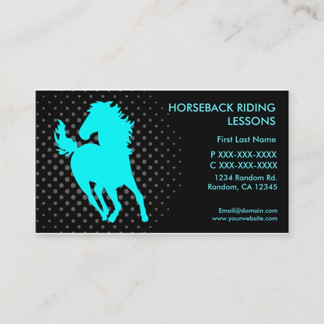 Horseback riding lessons custom business cards (Front)