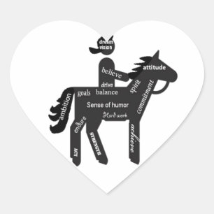 Horseback Riding, Motivational Words, Sport Heart Sticker