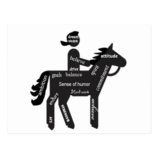 Horseback Riding, Motivational Words, Sport Postcard