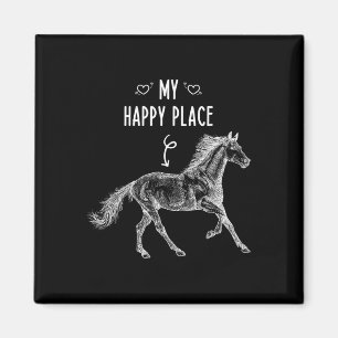 Horseback Riding My Happy Place Equestrian Horse L Magnet