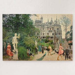 Horseback riding ostriches in A Regaleira (Portuga Jigsaw Puzzle