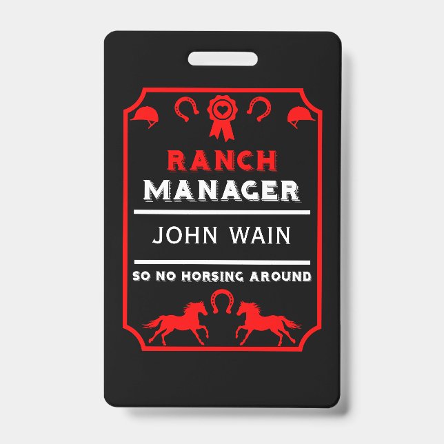 Horseback Riding Ranch Manager ID Badge (Front)