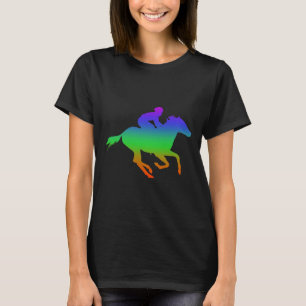 Horseback-riding Shadows In Rainbow Colour T-Shirt