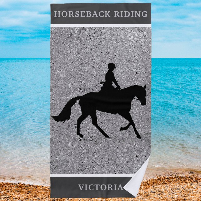 Horseback Riding Shiny Silver Beach Towel (Creator Uploaded)