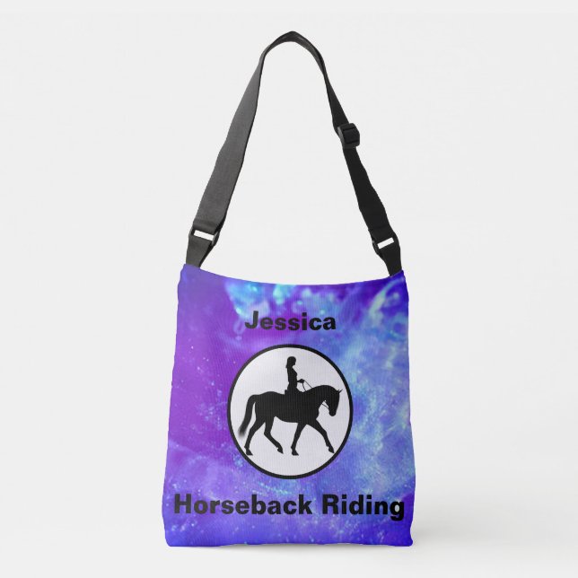 Horseback Riding Watercolor Crossbody Bag (Front)