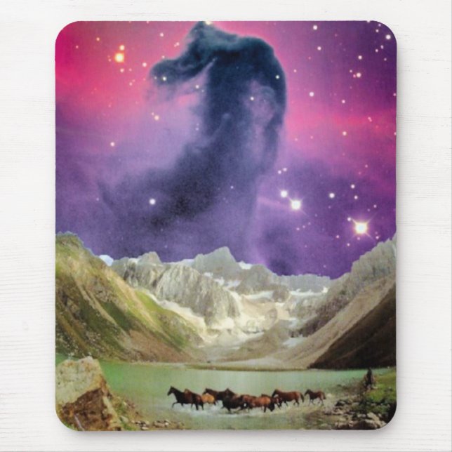 Horsehead Nebula over Running Horses Mouse Mat (Front)