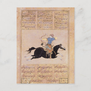 Horseman drawing his bow postcard