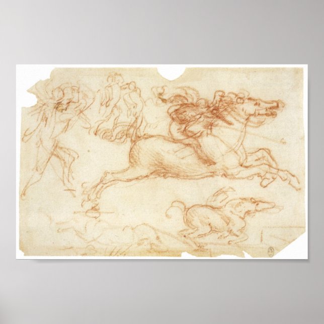 Horseman Galloping, Leonardo Da Vinci Poster (Front)
