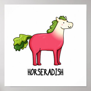 Horseradish Cute Food Horse Pun Poster