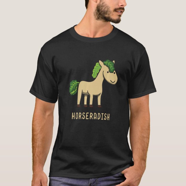 Horseradish Horse Animal Farming Radish Vegetable T-Shirt (Front)
