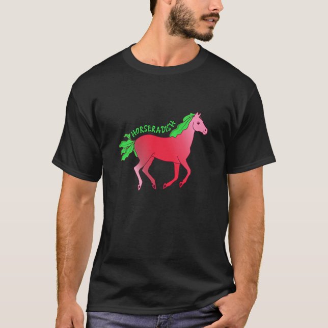 Horseradish Horse Animal Farming Radish Vegetable T-Shirt (Front)