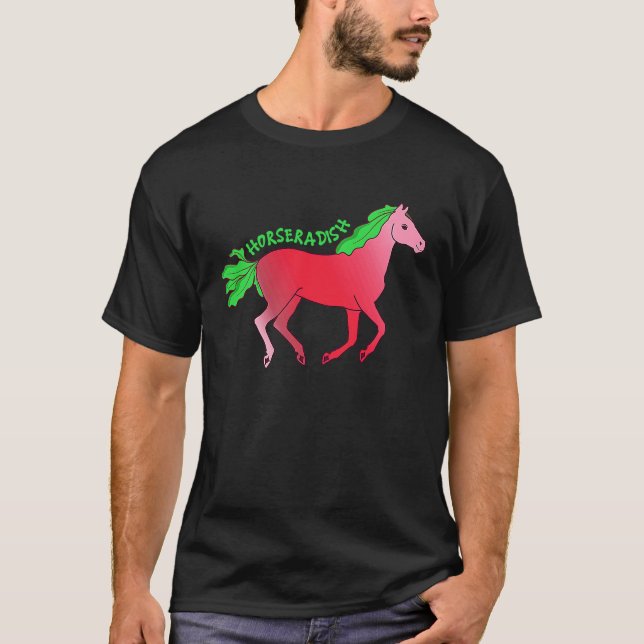Horseradish Horse  Animal Farming Radish Vegetable T-Shirt (Front)
