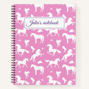 Horseriding Custom Name Equestrian Gift Pink Notebook