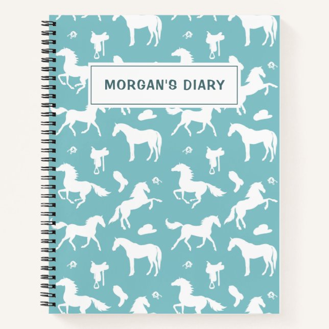 Horseriding Custom Name Equestrian Gift Pink Notebook (Front)