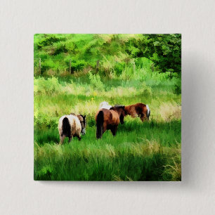 HORSES 15 CM SQUARE BADGE