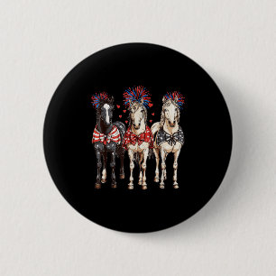 Horses 4th July Patriotic Horse American Flag Fire 6 Cm Round Badge