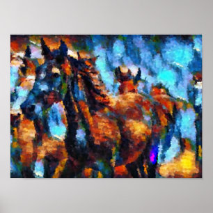 horses abstract poster