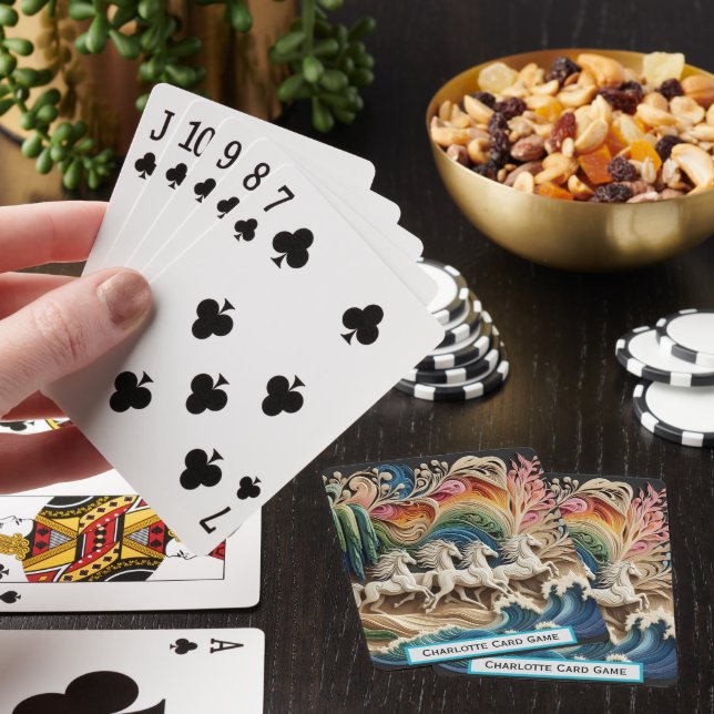 Horses Across The Waves Monogram Go Fish Game Playing Cards (In Situ)