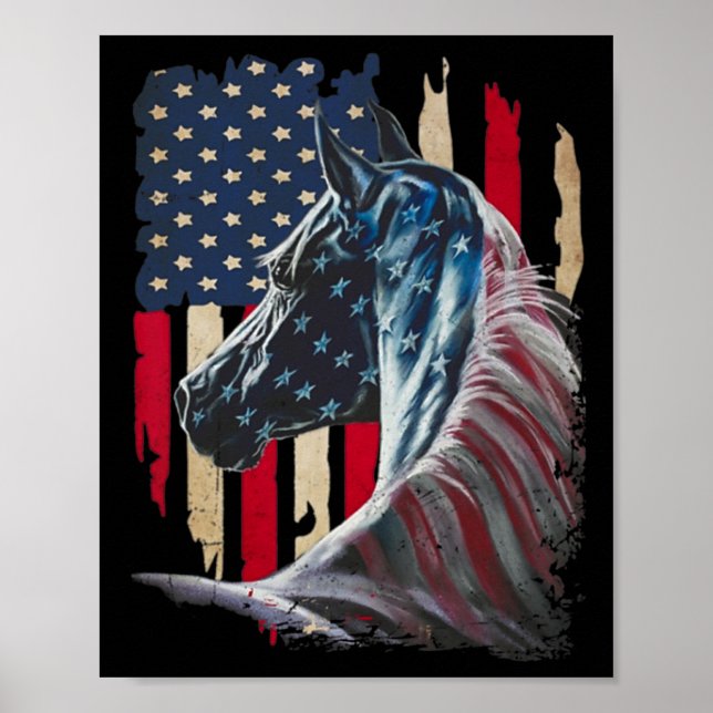 Horses America Flag 4th Of July Independence Day 1 Poster (Front)