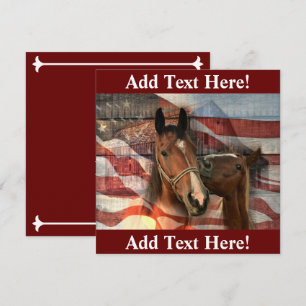 Horses American Flag Rustic Barn Thank You Card