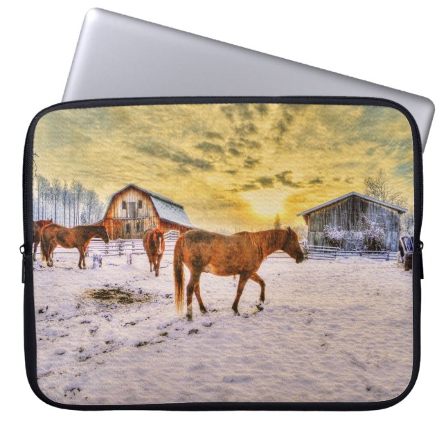 Horses - American Western Theme Laptop Sleeve (Front)