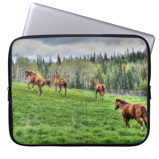 Horses - American Western Theme Laptop Sleeve (Front)